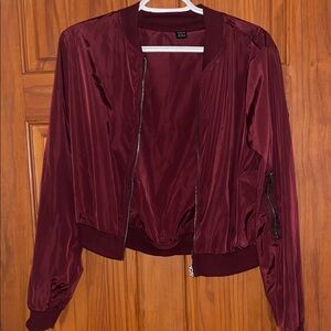 SHEIN Maroon Bomber Jacket